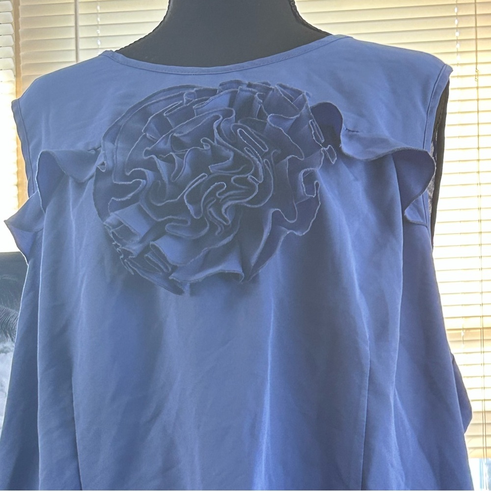Ashley Stewart Blue Rose Top 18W